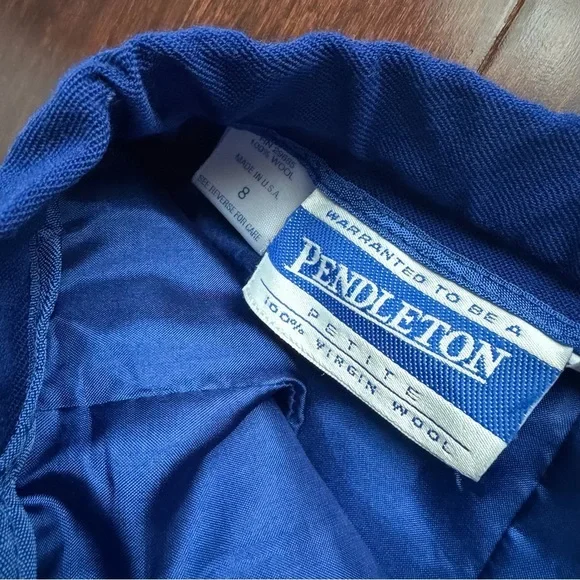 Pendleton Women's Vintage 100% Wool Skirt Size 8 Petite Preppy Academia Blue - Picture 4 of 7